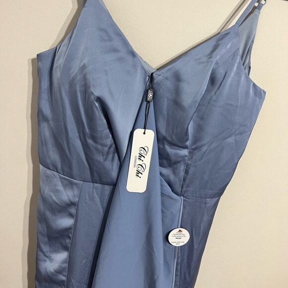 Chi Chi London Blue Formal Slit Dress Size 8 Medium - Picture 5 of 7